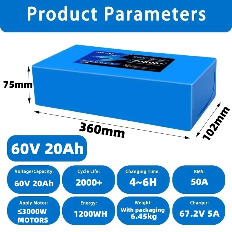 แบตเตอรี่ลิเธียม Aleaivy 60V 2 - 60V 30Ah Electric Scooter Battery บทวิจารณ์และราคา